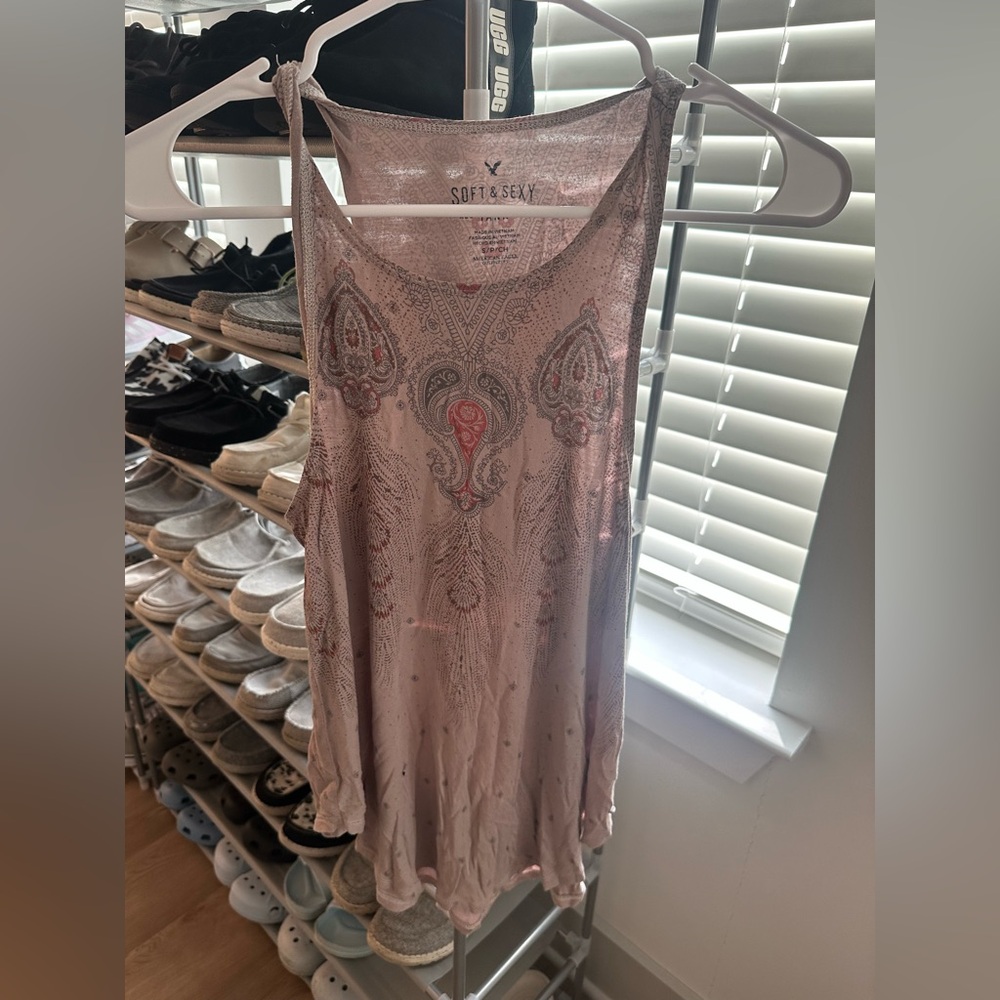 American Eagle Outfitters Soft & Sexy Tank Top - Pink and Gray